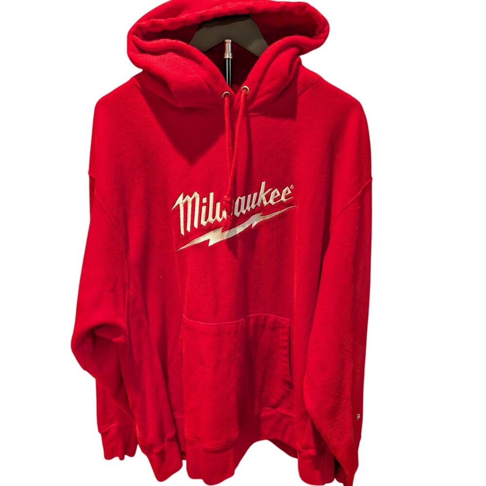 Champion Milwaukee Tool Red Embroidered Hoodie Sweatshirt 3XL Workwear